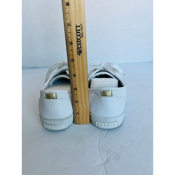 Tommy Hilfiger Classic Tennis Vegan White Gold Low Top Sneaker Shoes Sz 8.5M - Picture 8 of 11